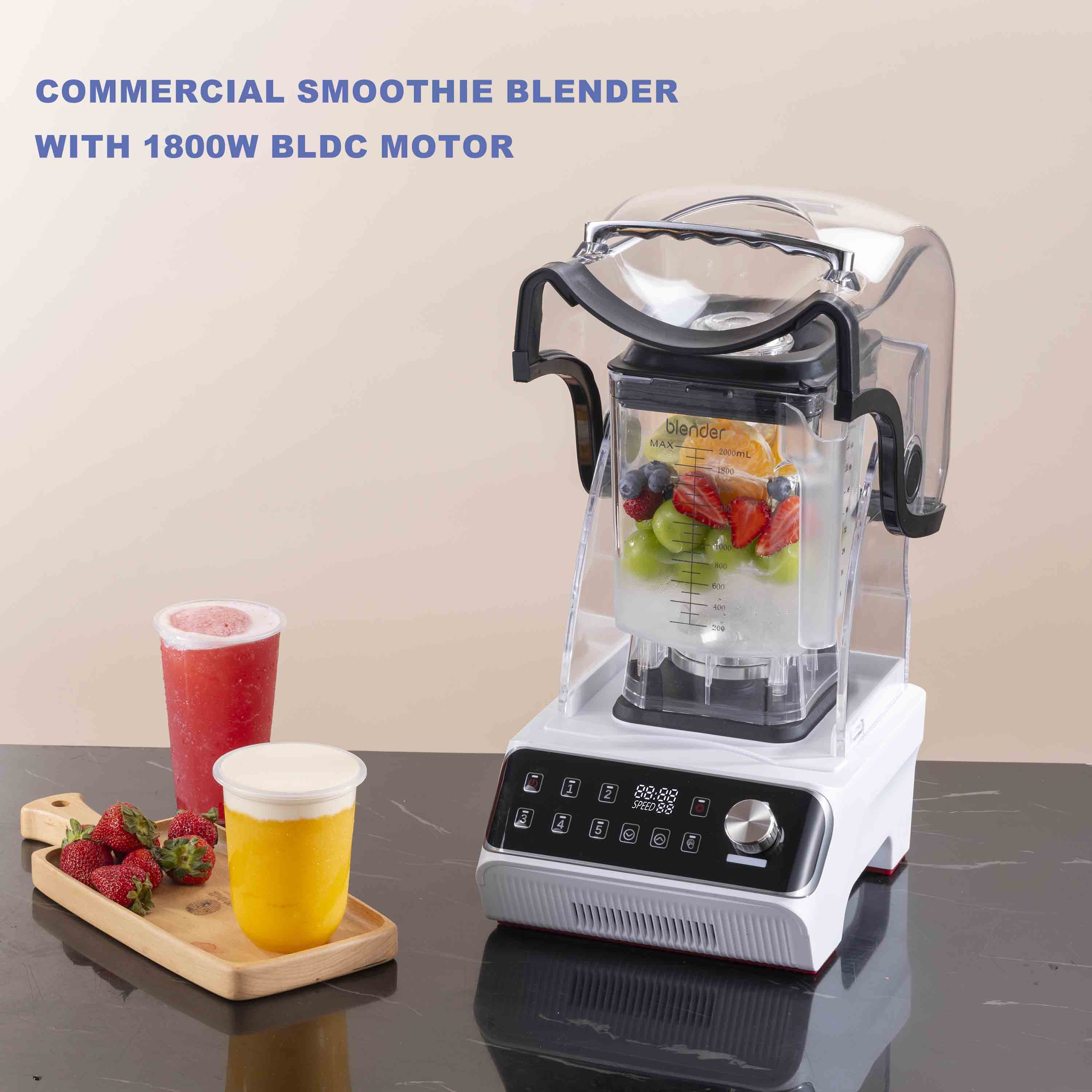 1800W Brushless DC Motor Commercial Blender Variable Speed Push Button 30 Speed Settings Multifunctional for Kitchen Commercial