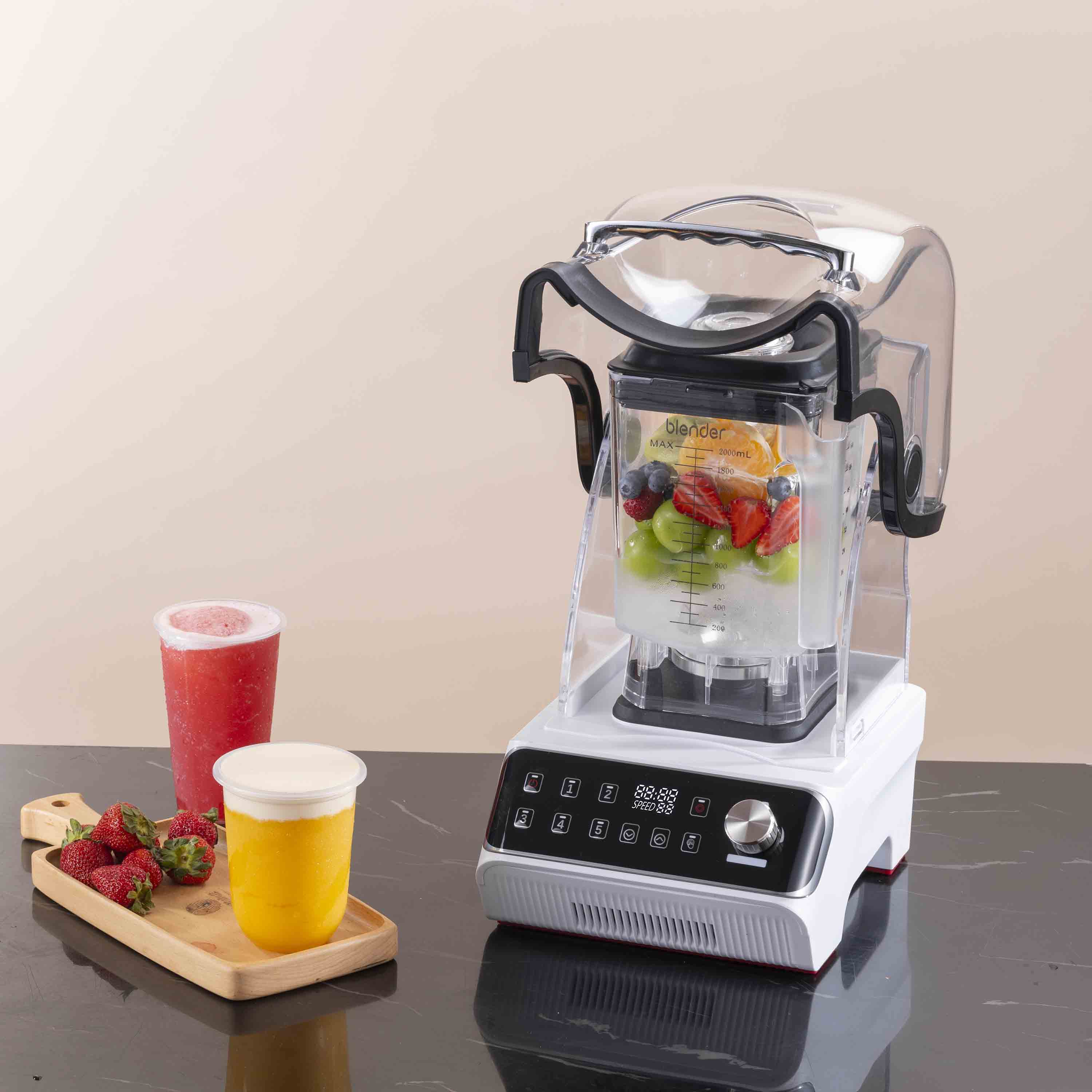 1800W Brushless DC Motor Commercial Blender Variable Speed Push Button 30 Speed Settings Multifunctional for Kitchen Commercial